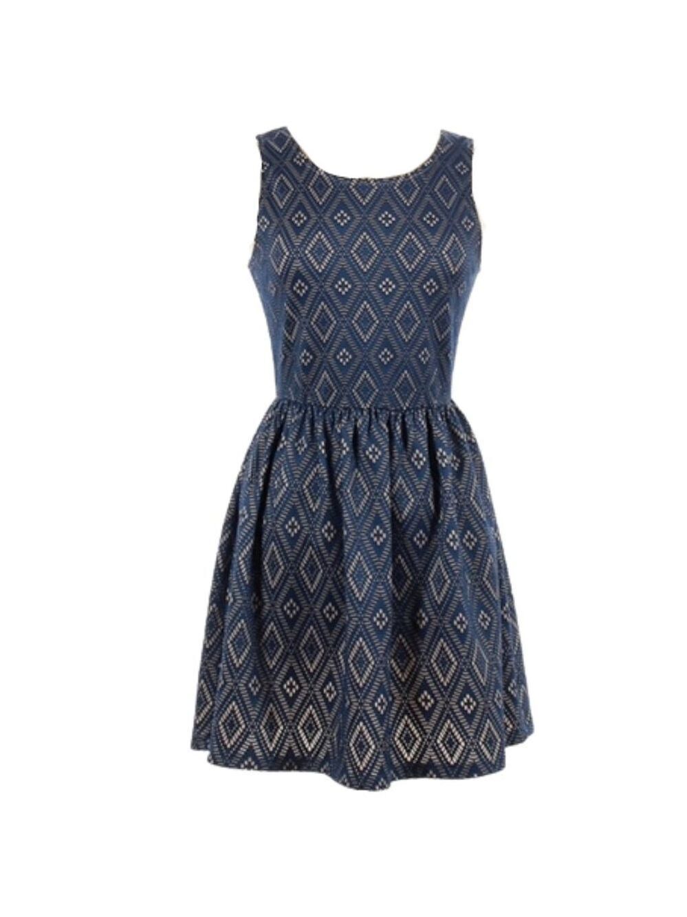 Alya Blue Cutwork Fit & Flare Party Dress - L